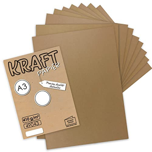 25x Vintage Kraftpapier DIN A3 410gr Natur-braunes Recycling-Papier nachhaltig Bastel-Karton Künstler-Karton Künstler-Pappe Großbogen - Umwelt by Gustav NEUSER