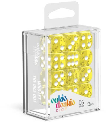 Oakie Doakie Dice D6-Würfel, 16 mm, durchscheinend, Gelb, 12 Stück
