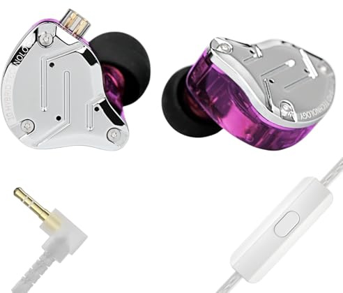 Yinyoo KZ ZS10 Pro Earbuds Newest in Ear Monitor Wired Earphones Headphones Noise Cancelling 4BA 1DD Hybrid Drivers Ear Buds with Microphones (Purple, With mic)