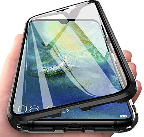 Rundum Hülle für Huawei Mate 20 Pro Schutzhülle Magnetische Adsorption Tech Stark Magneten Eingebaut Rahmen Dual Hohe Empfindlichkeit Gehärtetes Glas Unibody Design Stoßfest Metall Flip Cover