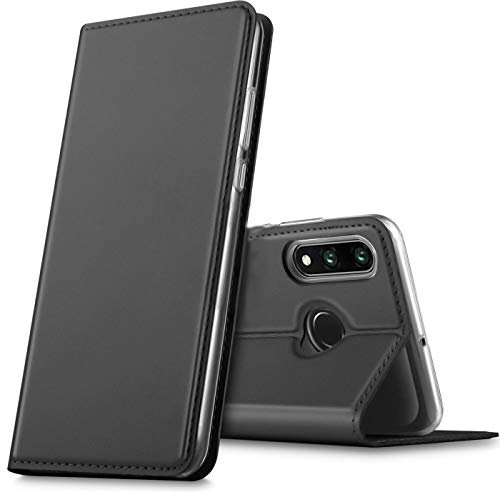 Verco Handyhülle kompatibel mit P30 Lite, Premium Handy Flip Cover für Huawei P30 Lite Hülle [integr. Magnet] Case Tasche, Schwarz