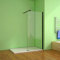 Walk in Duschwand Duschabtrennung Duschtrennwand 8mm Nano Glas (100x200cm, Mit 90cm Schwarz Stabilisierungsstange)