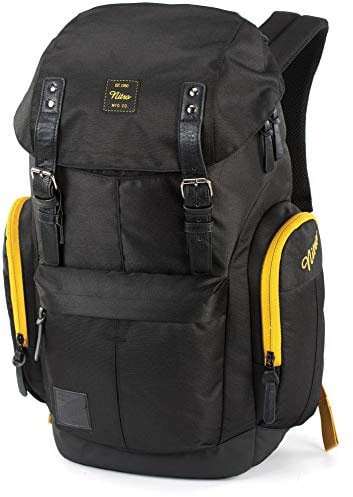 Daypacker Alltagsrucksack im Retro Look mit Gepolstertem Laptopfach, Schulrucksack, Wanderrucksack oder Streetpack, 32 L, Golden Black