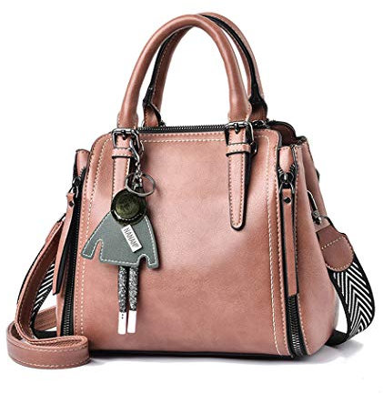 BUKESIYI Damen Tasche Umhängetasche Handtasche Frauen Klein Schultertasche Weekender Lack PU Leder DE77139 Rosa
