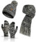 Lot de 3 bonnets, écharpes et gants d'hiver chauds en tricot polaire pour écran tactile - Bonnet et bonnet de ski, noir, universel