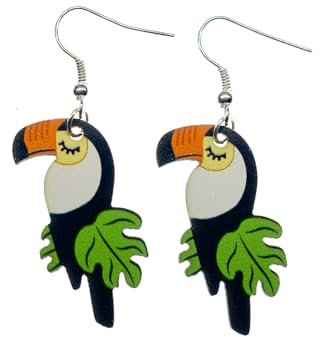 Miniblings Tukan Ohrringe - Handmade Modeschmuck I Vogel Urwald Hornvogel Regenwald Papagei Spechtvögel Tier Exotisch - Ohrhänger Ohrschmuck