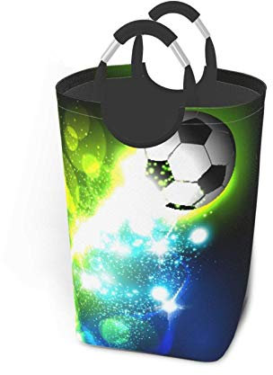 ZCHW Cesto de lavandería con balón de fútbol Fresco Impreso Papelera de Almacenamiento Impermeable, Cesta de lavandería con Asas Cesta organizadora Cesto de lavandería, Papeleras de Juguete 50L