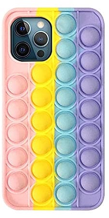 SDTEK Case Compatible with iPhone 12 Pro Max, Bubble Fidget Pop Soft Silicone Phone Cover (Rainbow)