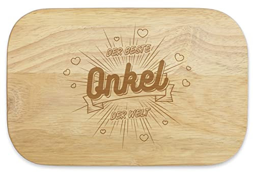 KIXY Frühstücksbrettchen Gummibaumholz Geschenk Geburtstag Weihnachten Geschwister - Der beste Onkel der Welt