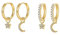 Creolen Gold Klein mit Anhänger Zirkonia Mond & Stern für Damen Mädchen Frauen | Ohrringe Gold Creolen Set Huggie 14K Vergoldet Hängend Ohrhänger