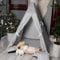 PaLulli Tipi Spielzelt für Kinder mit Matte & Anti-Kollaps-System & 4 Dekokissen Baumwolle- Segeltuch Kinderzelt (Stars)
