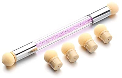 LuLiyLdJ Nailart-Rendering-Tool doppelköpfiger Farbverlauf-Schwammstift, Nagelschwamm und Tupfpinsel, Schwammpinsel-Applikator (einschließlich 4 Ersatzköpfen),