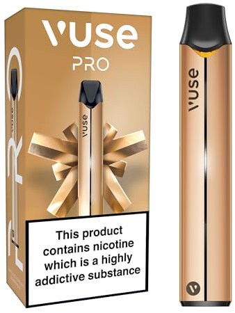 Vuse Pro Vape Kit, Slim Design, Fast Charging, Splash-Resistant, Reusable, Rechargeable & Refillable Vape, Compatible With Vuse Epod 2 Pods (Sold Separately), Gold