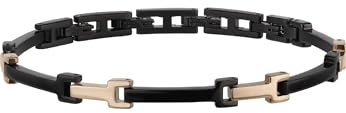 Breil, Herrenarmband Y Collection, IP Rosé und Black Edelstahlarmband für Herren mit Glänzender Oberfläche, Originelles Design, mit Verstellbarer Länge von 22 cm bis 17 cm