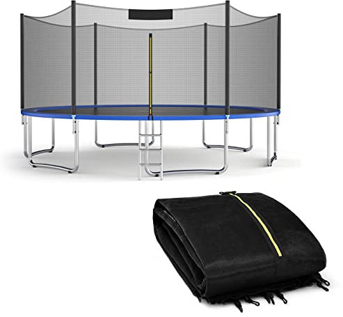 COSTWAY Ø 244/305/366/427/457/487cm Trampolin Sicherheitsnetz für Gartentrampoline, Ersatznetz außenliegend mit Reißverschluss und Schnallen für 6/8 Stangen, Netzhöhe 180 cm