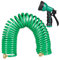 Relaxdays Tubo a Spirale da Giardino, Pompa Estensibile Fino a 10 m, Salvaspazio, Erogatore con 7 Tipi di Getto, Verde, 47 x 10 cm