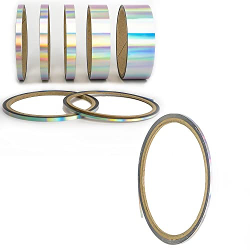 Bastel Zierstreifen Hologramm Oilslick Folie Selbstklebend Zierband Kreativ DIY Projekte Kinderzimmer Bad Küche Fliesen Möbel Schrank Tisch Borte Modellbau Kunst (3 mm, Holo Silber)