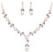 Ever Faith Bridal Pearl Jewelry for Bride CZ Purple Crystal Simulated Pearl Floral Vine Filigree Necklace Earrings Set Rose Gold-Tone