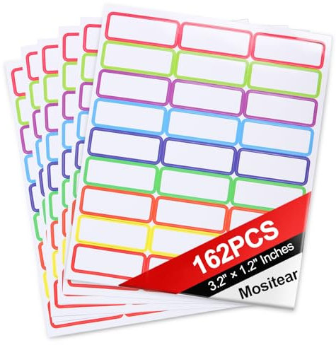 M.MEMO Magnetische trocken abwischbare Etiketten, bunte Namensschilder, flexibel, wiederverwendbar, magnetisch, Aufkleber für Whiteboard, Kühlschrank, Spind, Größe 8,1 x 3 cm, 162 Stück