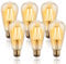FLSNT LED Edison Bulb E27 Vintage Light Bulbs,Dimmable 7W Filament Screw Bulb,Retro Lamp,ST64,60W Equivalent,Warm White 2700K,6 Pack