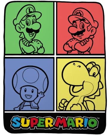 Franco Collectibles Super Mario Bettwäsche, superweich, Mikro-Raschel-Überwurf, 116,8 x 152,4 cm, (offizielles Lizenzprodukt)
