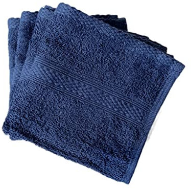 Lyra Linens - Paños de franela de 100% algodón egipcio - Paquete de 2 o 4 paños faciales de 500 g/m², cuadrados de 30 cm x 30 cm, de secado rápido y absorbentes, toallas de gimnasio (azul marino, 4)