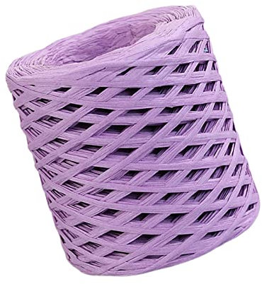 F Fityle Bast Papierband 200m zum Häkeln, Natur Raffia Papierband, Buntes Papiergarn, Bast Band Geschenkband Mehrfarbig für Handwerksprojekte Verpackung Festival Geschenkbox Wrapping, helles Lila