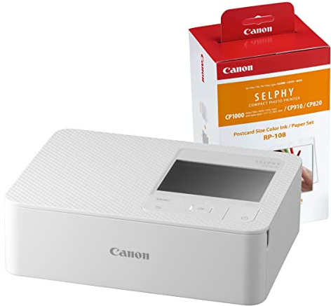 Canon SELPHY CP1500 Wireless Photo Printer inc RP-108 Ink Paper Set - White