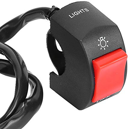 Faretto, Interruttore Faro, Interruttore Luce LED Impermeabile per Scooter Moto Moto (pulsante rosso)