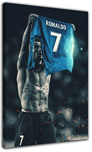 HOPNRU Cristiano Ronaldo Poster Football Sport Wall Art Picture Print Canvas Painting Modern Home Living Room Boys Bedroom Decor Poster (8x12inch(20x30cm),Framed)