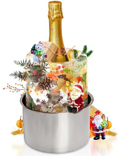 Ice Bucket Mold,Ice Mold Wine Bottle Chiller,Cocktail/Champagne Bucket Ice Mold, Flower/Fruits/Any Decoration to DIY Your Bucket Ice Mold For Thanksgiving/Christmas Day,Beautiful&Creative