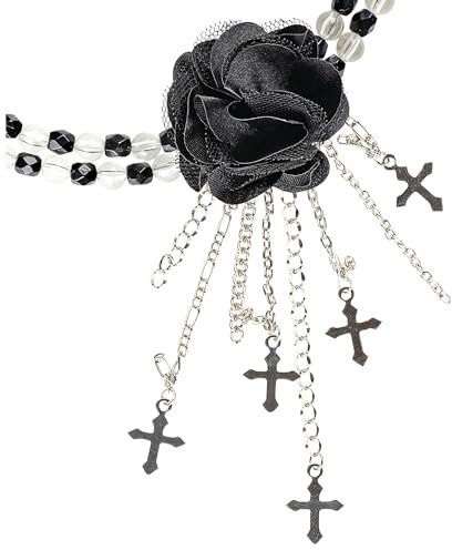 W WIDMANN MILANO Party Fashion - Halskette mit gotischer Blume, Halsband, Modeschmuck, Gothic, Day of the Dead, Dia de los Muertos, Halloween