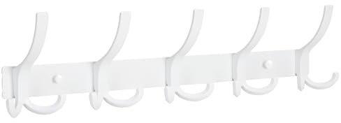 Optish 1 Stück Garderobenhaken mit 15 Haken, Kleiderhaken wand für Schlafzimmer Bad Küche, Hakenleiste Garderobe für Jacken, Mäntel, Taschen, Hüte und Schals bieten (Weiß)