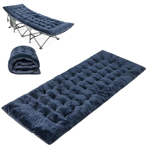 GYMAX Liegenauflage, 190 x 70 x 7 cm, Auflage Sonnenliege mit 4 Einstellband, Auflage Gartenliege, Feldbett Auflage für Deckchair, Gartenmöbel & Reisen