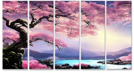 islandburner Tableau sur toile Belle D Nature Paysage Papier peint Parc japonais Fleurs de cerisier Arbre Photos murales Poster