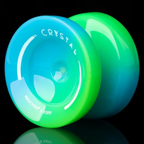 JoJo K2 Crystal Blau Grün Responsive JoJo für Anfänger, Dual Purpose JoJo für Kinder/Erwachsene, Tricks JoJo mit Unresponsive JoJo Lager Kit +12 JoJo Saiten