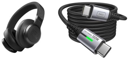 JBL Live 660NC kabelloser Over-Ear Bluetooth-Kopfhörer in Schwarz – Mit Noise-Cancelling und Sprachassistent – Für bis zu 50 Stunden Musikgenuss & INIU USB C Kabel