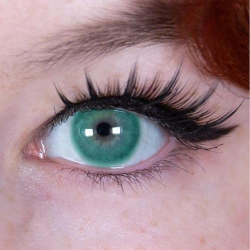 Kontaktlinsen - Grün Monatslinsen ohne Stärke – Natürliche Verde Kontaktlinsen farbig 2 Stück Farblinsen + Linsenbehälter
