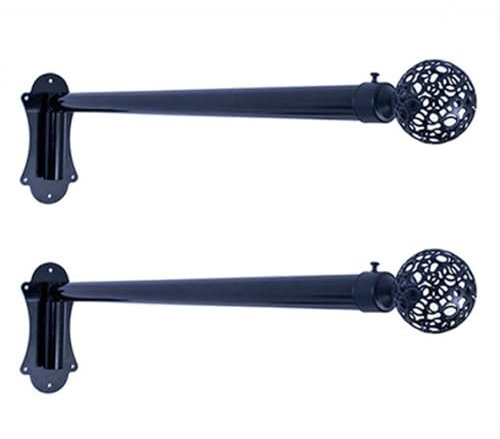 Bras Pivotant Tringle À Rideaux Avec Épis De Faîtage, 2Pcs Panneaux Latéraux Tringle À Rideau Pour Fenêtre Présentoir Pour Porte D'entrée De Magasin Cuisine Salle De Bain, Noir,70cm