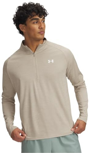 Under Armour Tech-Herren-Langarmshirt mit halbem Reißverschluss, Stream/Schwarz, 3X-Groß