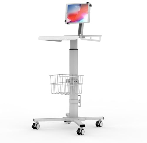 Beelta Mobile Medical Tablet Cart – Rolling Workstation für 9.7-12.9 Tablets (Kompatibel mit Apple iPad Pro/Air), Krankenhaus, Klinik, Bibliothek, Restaurant – Mobiler Tablet-Ständer mit Rollen