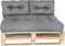 MKS Outdoor-Palettenkissen mit Spanngurten passend zur Palette | Balkon-Sofa-Wasserdicht | Outdoor-Europaletten-Sitzkissen | Bankauflage (3er Set (120x80 cm + 2 * 60x40 cm))