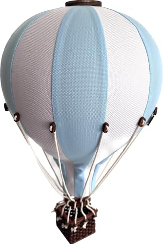 Hot Air Balloon Decor Nursery | Baby Kids Room Hanging Mobile Set (Blue, Medium)