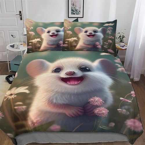 Maus Muster Bettwäsche Bettbezug Und Kissenbezug, 3D Digital Print, Mikrofaser Bettbezüge Deckenbezug Set 2teilig Für Erwachsene Teenager Kinder Single (135x200cm)
