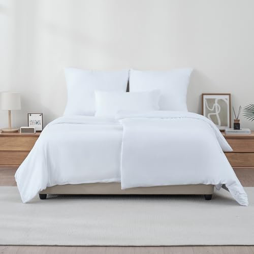 Z-hom Bettwäsche 135x200 cm + 1 Kissenbezüge 80X80 cm - Oeko-Tex zertifizierte, Bettwäsche-Sets Polyester Mikrofaser mit Reißverschluss, Superweiches Bettbezug Set, Weiß