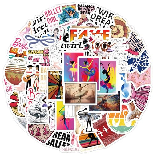 APAREAL Ballett Sticker 50 Stück, Wasserfeste Vinyl Aufkleber für Laptop Fahrrad Skateboard Scrapbooking Koffer Auto Motorrad Snowboard Aesthetic Choreographie Aufkleber