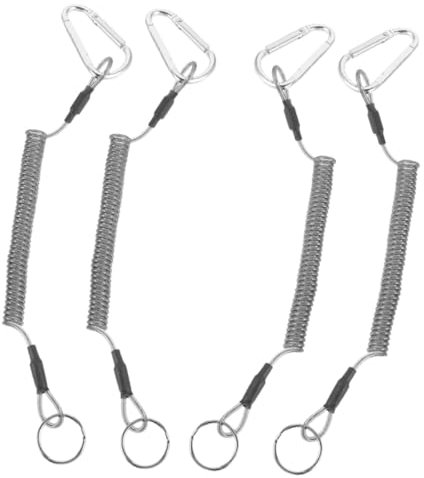 Gogogmee Elastic Fishing Lanyard Keychains 4 Pieces Heavy Duty Coiled Lanyards for Sea Freshwater Fishing