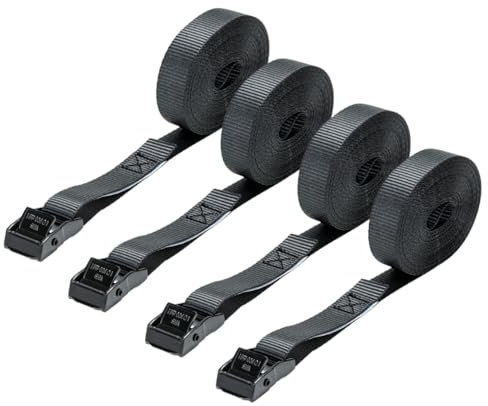 LOADCARE 4er Set Spanngurt mit Klemmschloss Befestigungsgurt Schnellspanngurt 25mm breit Klemmschlossgurt einteiliger Zurrgurt für Bühne Festivals Veranstaltungen 350daN (Länge 6000 mm)