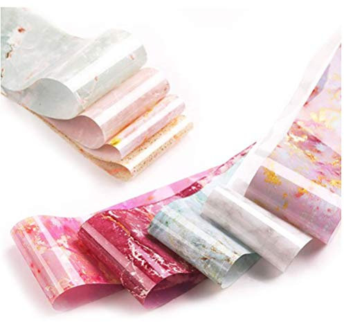 Deco Foil Transfer Sheets, 10 Sheets Nail Art Stickers Tips Foil Nail Wraps Nail Transfer Foil Marble Nail Foil Transfer Sticker for Women Girls Manicure Charms Decorations