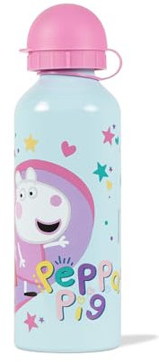 Peppa Pig & Suzy Sheep Kinder Trinkflasche Aluminium Trinkflasche mit Strohhalm 500ml für die Schule
